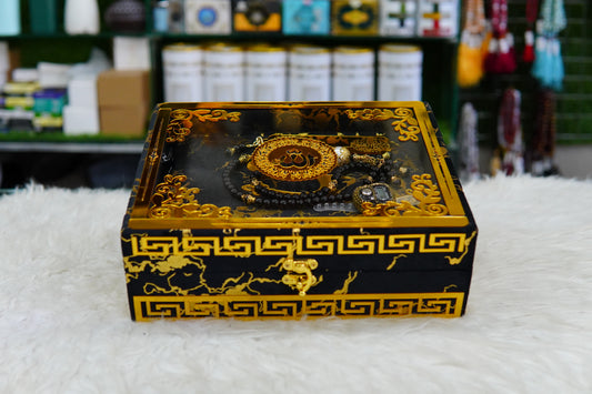 dark brown Texture Acrylic Quran Pak Set with Jaynamaz