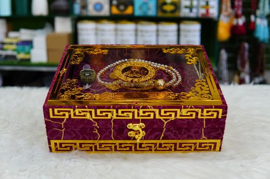 Mehroon Texture Acrylic Quran Pak Set with Jaynamaz