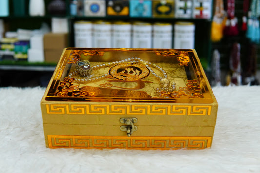 Golden Texture Acrylic Quran Pak Set with Jaynamaz
