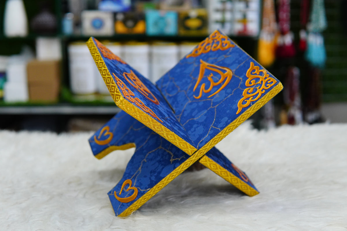 Blue Texture Acrylic Quran Pak Set with Jaynamaz