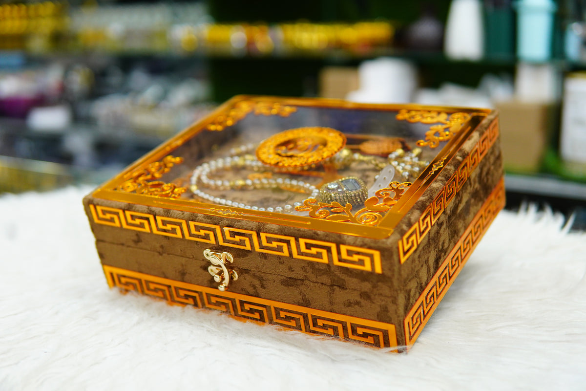 Brown Acrylic Quran Pak Set with Jaynamaz