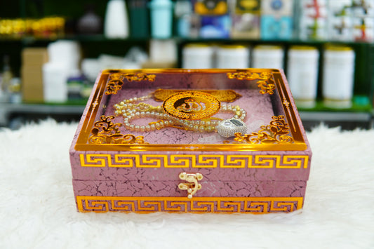 Pink texture Acrylic Quran Pak Set with Jaynamaz