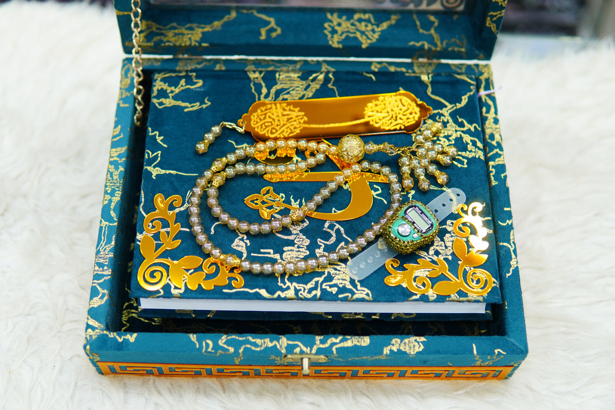 Zinc Texture Acrylic Quran Pak Set with Jaynamaz