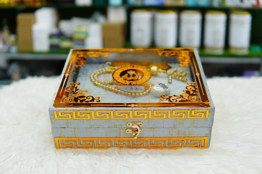 Grey Texture Acrylic Quran Pak Set with Jaynamaz