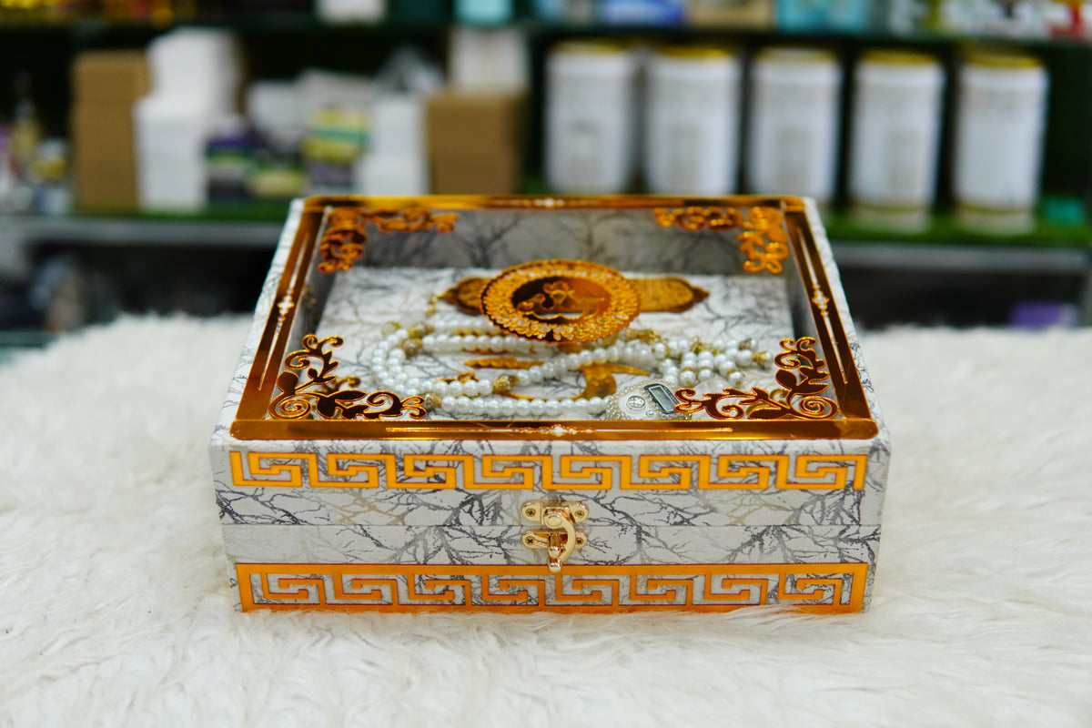 White Tecture Acrylic Quran Pak Set with Jayenamaz