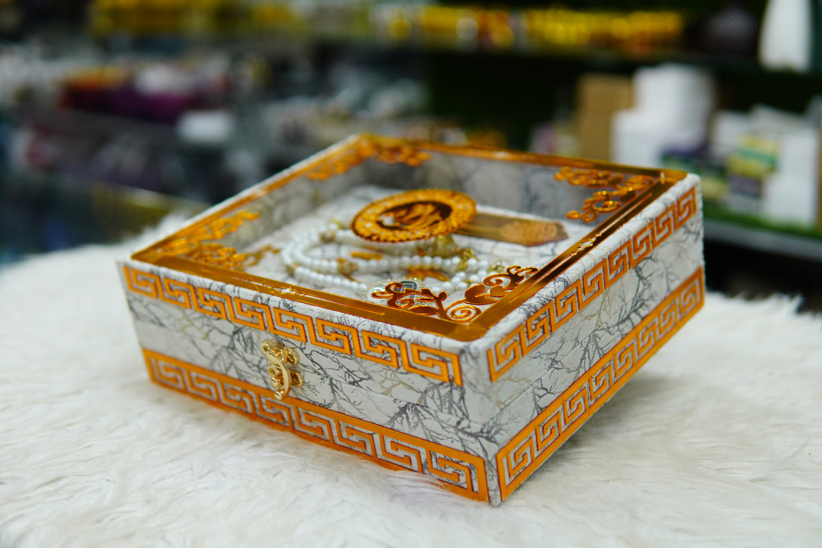 White Tecture Acrylic Quran Pak Set with Jayenamaz