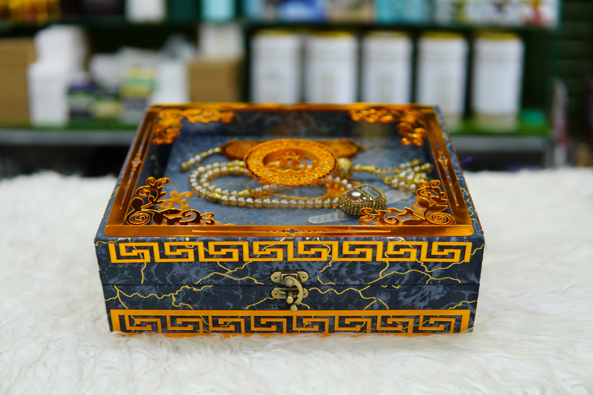 Grey Texture Acrylic Quran Pak Set with Jaynamaz