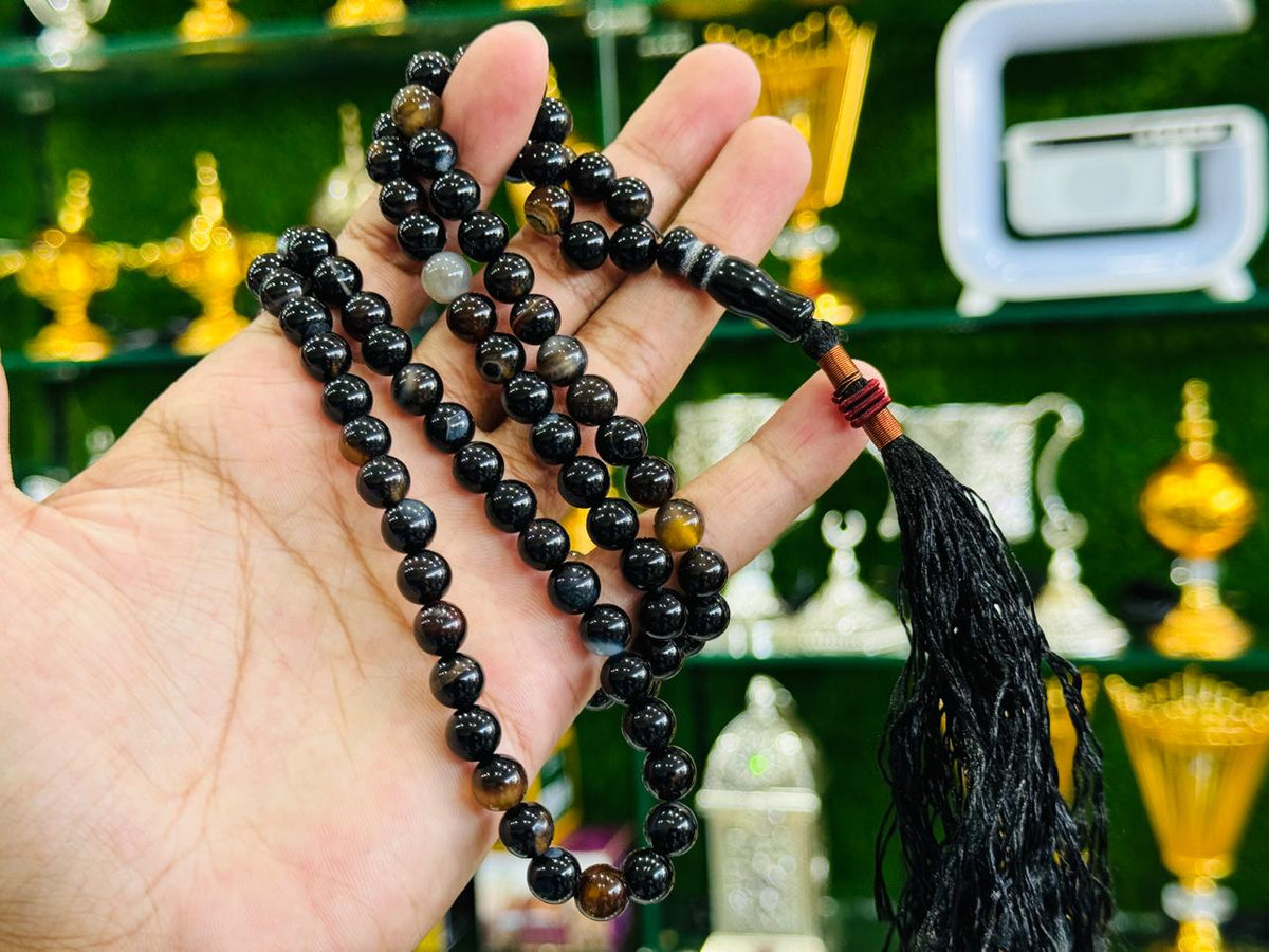 Black Aqeeq Tasbih - 100 Beads